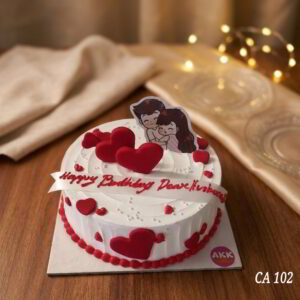 Classic round shape cake with delicate fondant hearts CA102