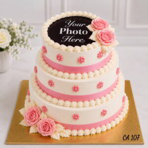 3 tier flower decoration photo cake CA107