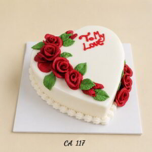 Heart shaped fondant rose decoration cake CA117