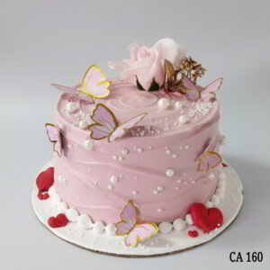 Round shape butterfly and rose decoration cake CA160