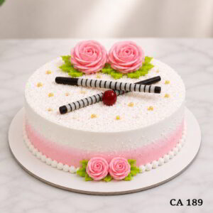 Pink rose decoration round shape cake CA189