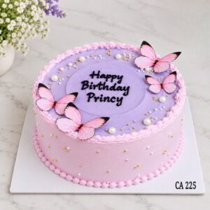 Butterfly and pink purple colour combination cake CA225