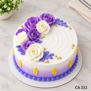 Round shape cream flower decoration cake CA212