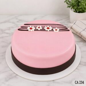 Pink and black colour combination round shape cake CA234