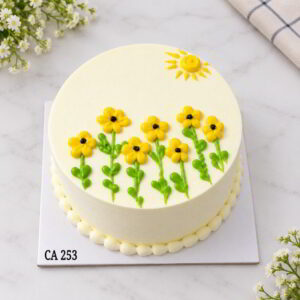 Sun and flower drawing cake CA253