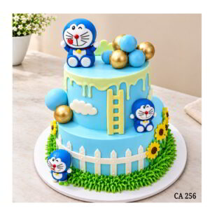 Tow tier Doraemon figure and Faux balls decoration cake CA256