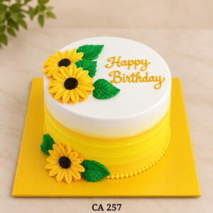 Fondant sun flower decoration round shape cake CA257