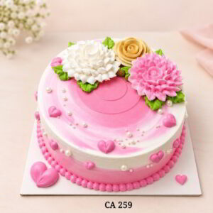Round shape cream flower decoration cake CA259