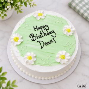 Round cake decorated with cream flowers CA268